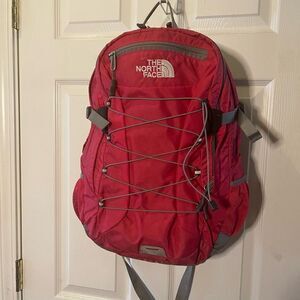 The North Face bright pink and Gray Backpack